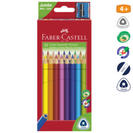 Faber-Castell Színes ceruza készlet 20db-os Junior Jumbo Háromszögű + Hegyezővel 116520
