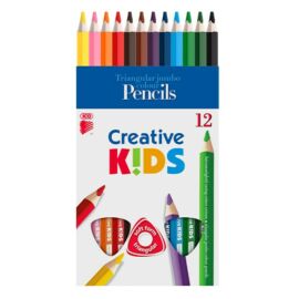 Színes ceruza ICO Creative Kids háromszögletű vastag festett 12 db/készlet