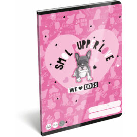 Füzet tűzött A/5 kockás 27-32 FSC We Love Dogs Pink