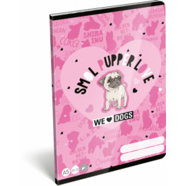Füzet tűzött A/5 sima 20-32 FSC We Love Dogs Pink
