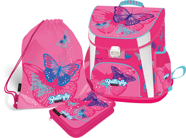 Iskolatáska szett 3 db-os Lollipop Butterfly Pink