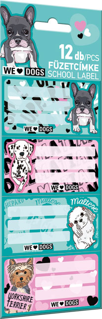 Füzetcímke 12 db-os We Love Dogs Woof