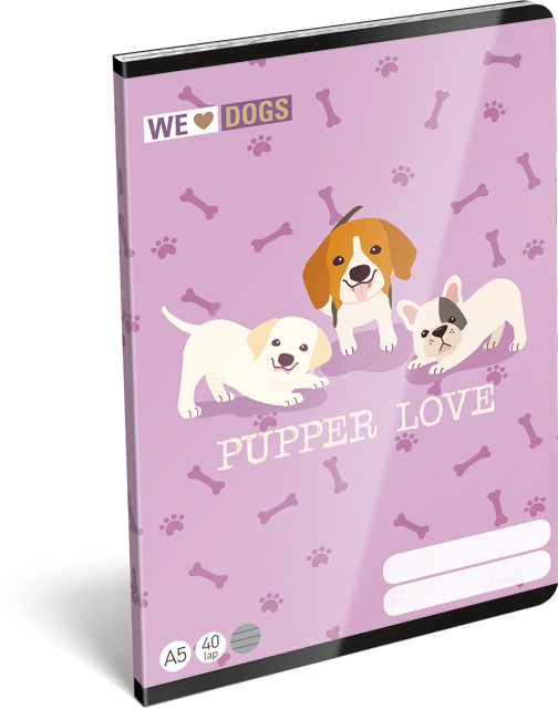 Füzet tűzött A/5 vonalas 21-32 We Love Dogs Pups